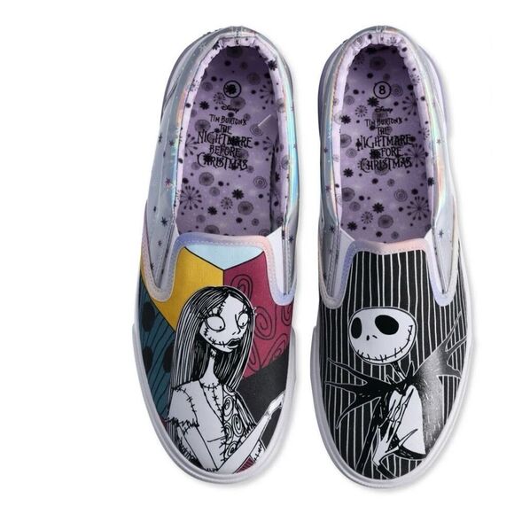 Disney Women’s Nightmare Before Christmas Low Top Slip-On Sneakers Sz 9 - Picture 1 of 7